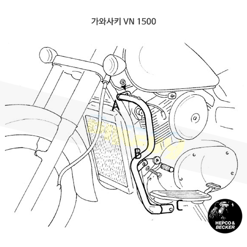 가와사키 VN 1500 클래식 엔진 프로텍션 바- 햅코앤베커 오토바이 보호가드 엔진가드 501209 00 02